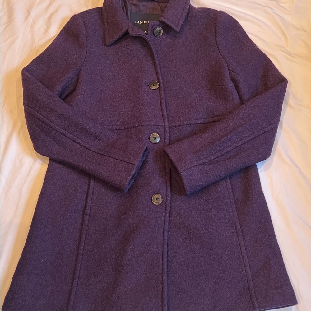 Lands' End Women's Purple Pea Coat Classic! Size 4